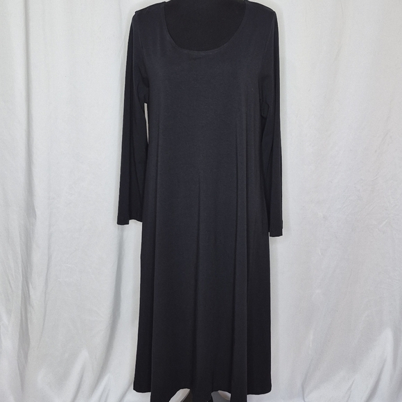 Bryn Walker Black Bamboo/Organic Cotton Scoop Neck Long Sleeve Maxi Dress - Sz S - Picture 1 of 9